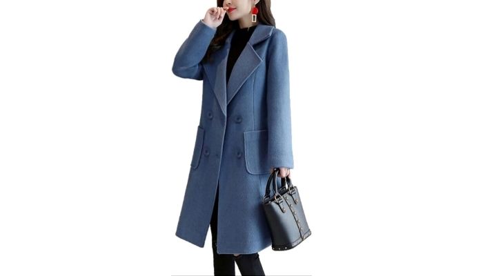 Bankeng Women Winter Wool Blend Camel Mid-Long Coat