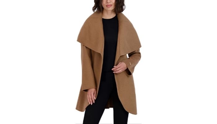 TAHARI Women's Double Face Wool Blend Wrap Coat