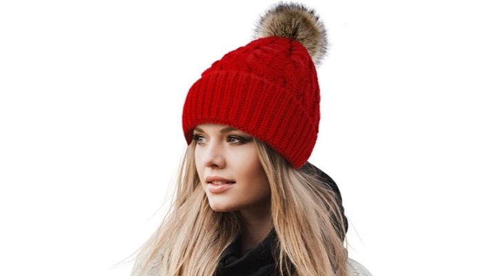 Soft Knit Beanie Hat With Faux Fur Pom Pom Warm Skull Cap Beanies For Women By Livingston