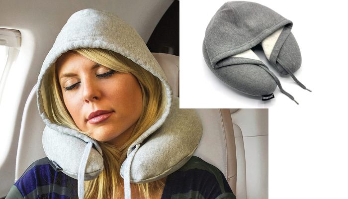 Brand Memory Foam Hooded Travel Pillow – Black By HoodiePillow