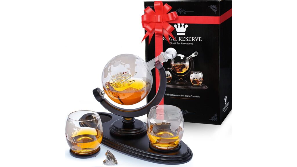 Globe Whiskey Decanter Gift Set by Royal Reserve