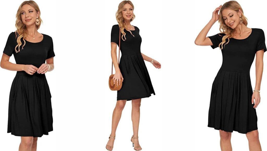 AUSELILY Women’s Short-Sleeve Pleated Dress