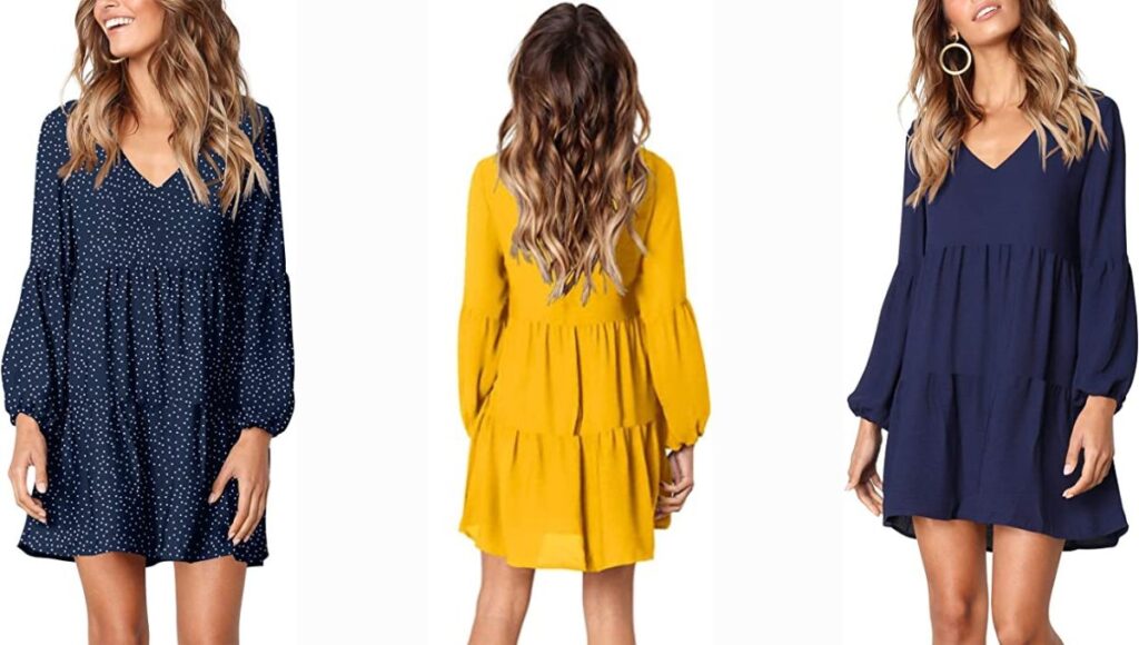 Amoretu Women Summer Tunic V Neck Dress