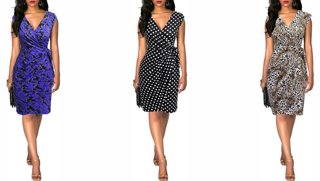 Berydress Women’s Vintage V-Neck Wrap Dress