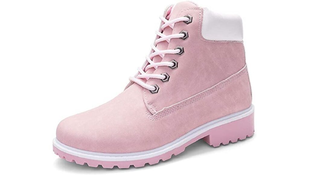 DADAWEN Women's Round Toe Waterproof Lace Up Fashion Ankle Boots