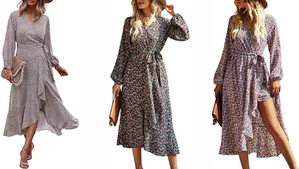 PRETTYGARDEN Women’s Long Sleeve Vintage Wrap Dress