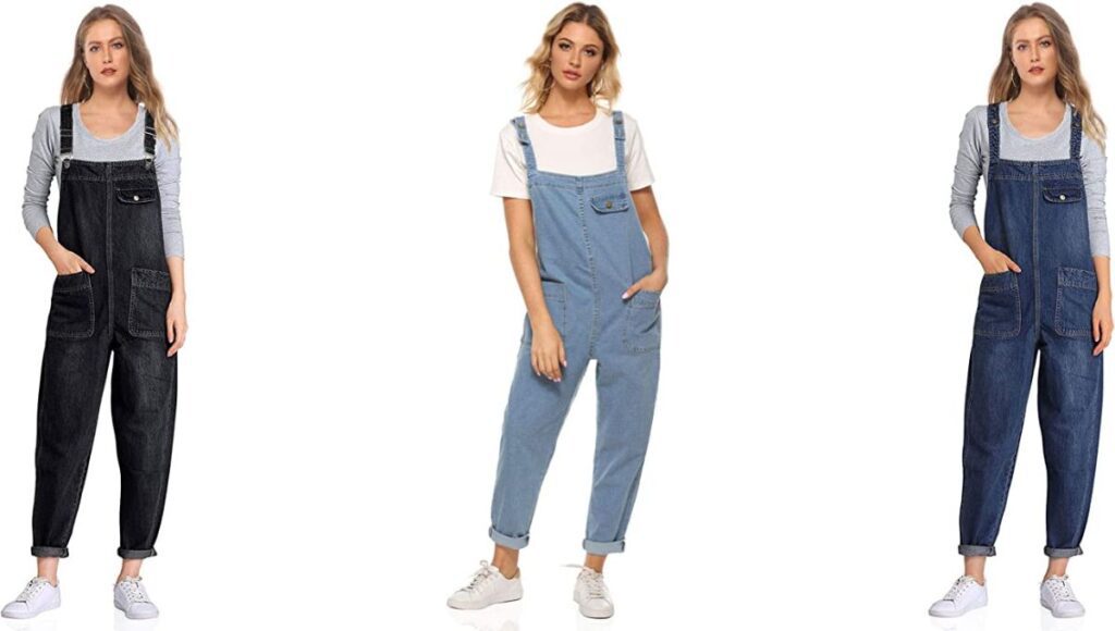 Soojun Women's Casual Baggy Denim Bib Overall