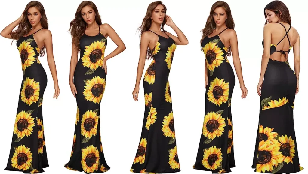 SHEIN Floral Strappy Backless Summer Maxi Dress
