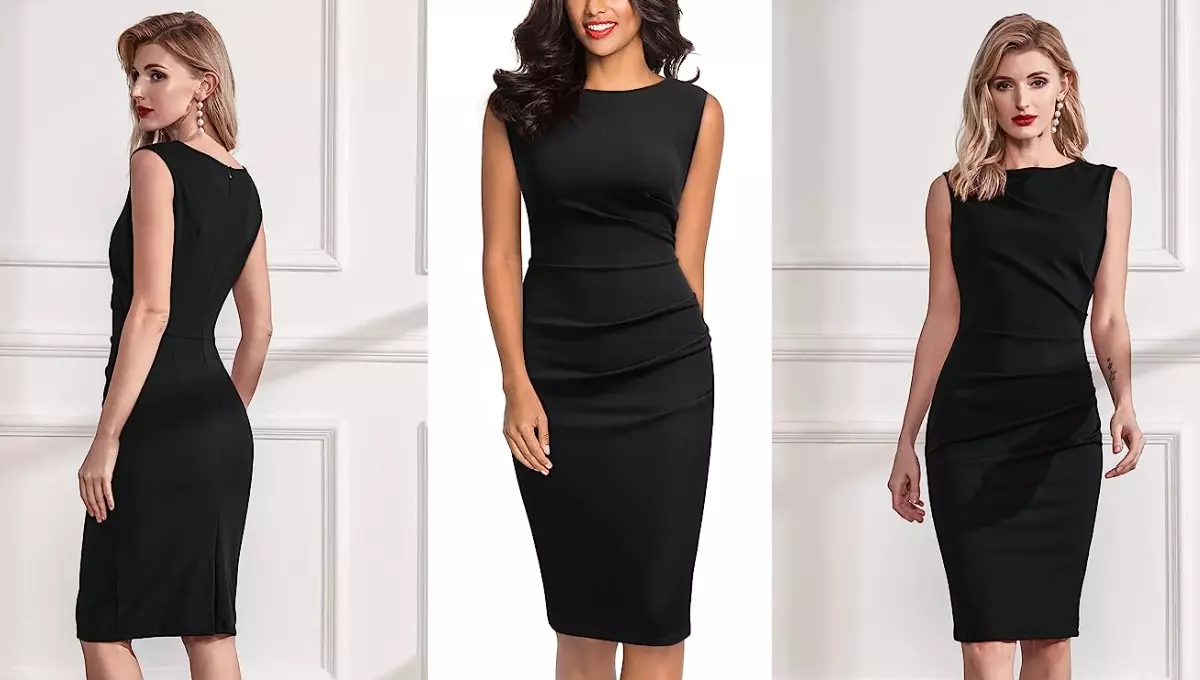 Miusol Women's Retro Ruffle Style Slim Work Pencil Dress