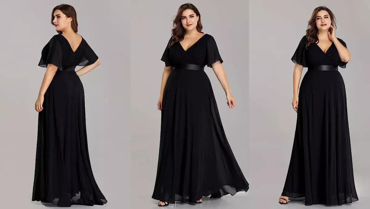 Ever-Pretty Women's Plus Size Double V-Neck Evening Party Maxi Dresses