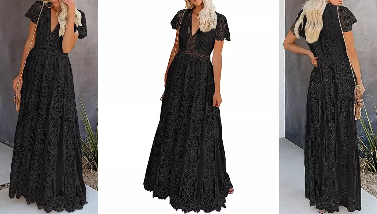 Bdcoco Women's V Neck Floral Lace Wedding Dress