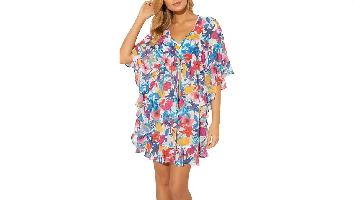 Front Ruffle Caftan Cover-Up By Bleu Rod Beattie