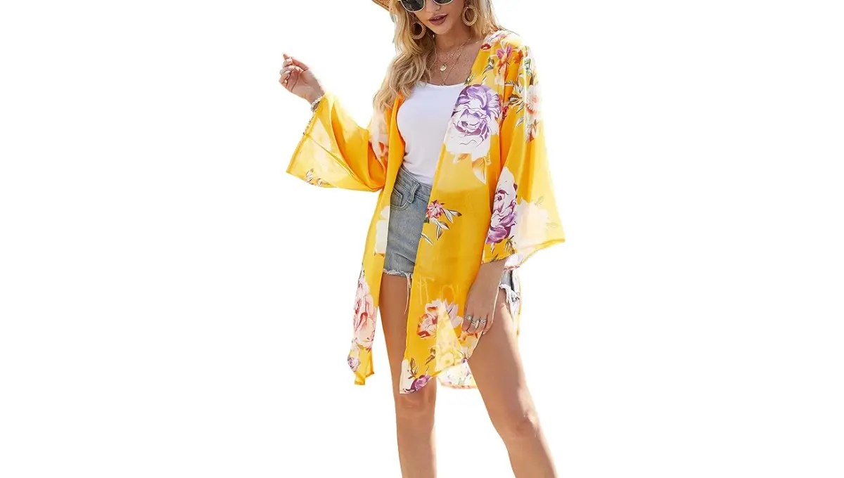 Chiffon Floral Kimono Cover-Up By Hibluco