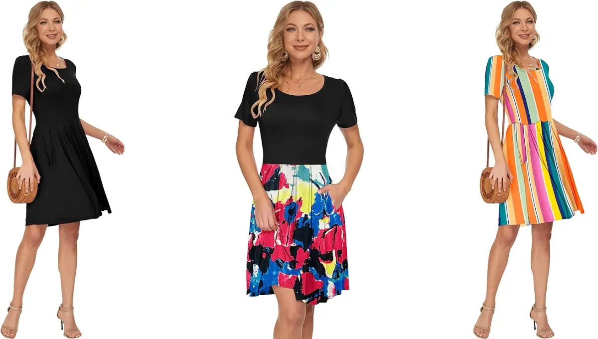 Swing Casual Dress With Pockets Knee Length By AUSELILY