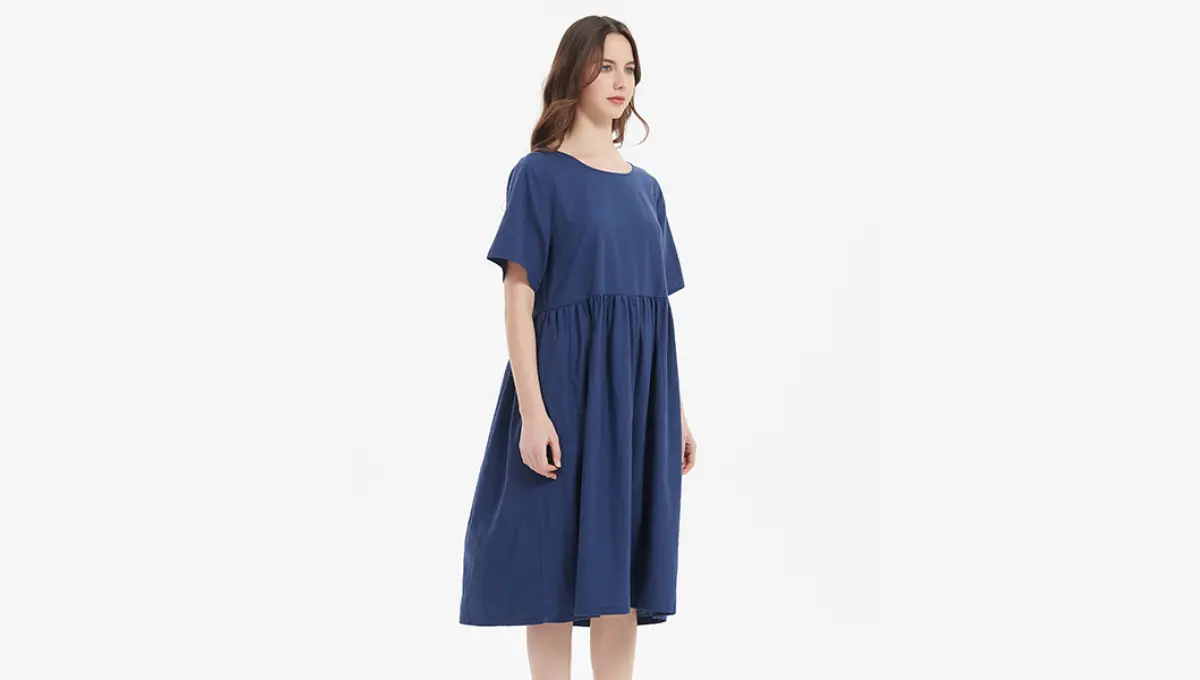 Cotton Linen Dress Summer Midi Dresses With Pockets By Mordenmiss
