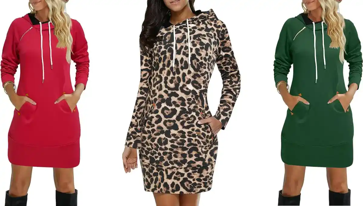 Slim Fit Midi Hoodie Dress With Pocket By BIUBIU