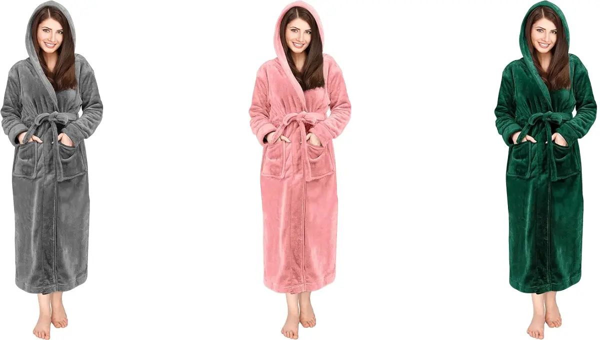NY Threads Women Fleece Hooded Bathrobe
