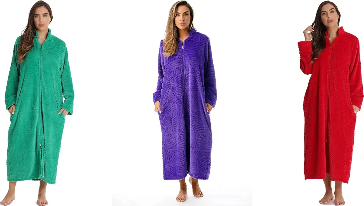 Just Love Plush Zipper Lounger Solid Robe