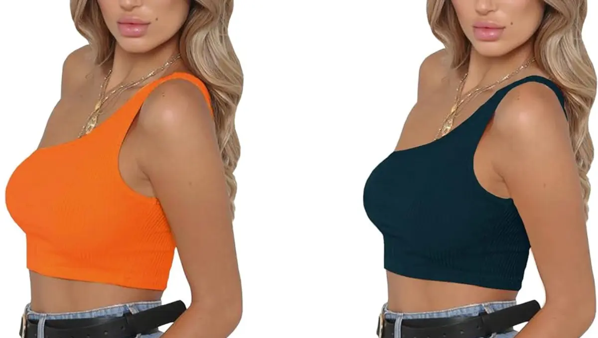 PRETTODAY Women's Sleeveless Sexy One-Shoulder Crop Tops