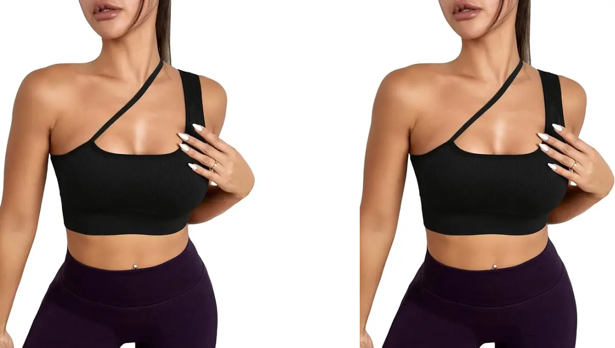 SOLY HUX Women's One Shoulder Sports Bra Cut Out Sleeveless
