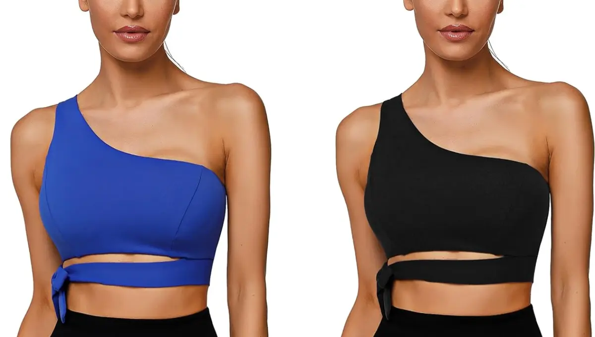 Sykooria Womens One Shoulder Asymmetrical Yoga Workout Bras