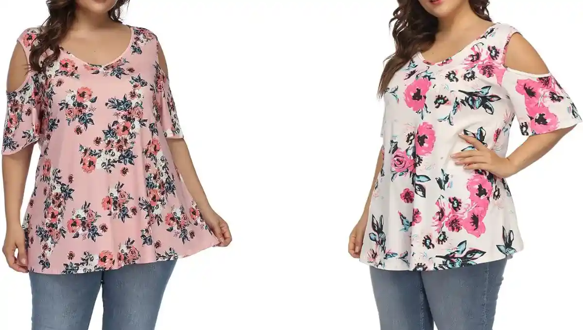 ALLEGRACE Women's Plus Size Summer V Neck T Shirts