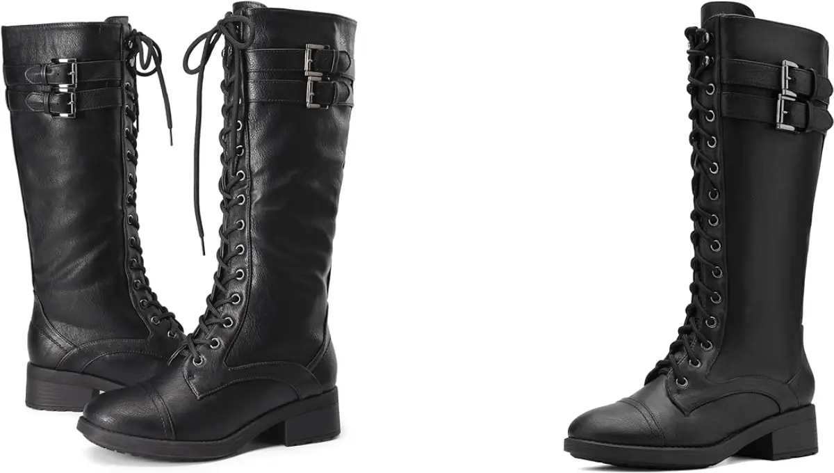 DREAM PAIRS Knee-High Riding Combat Boots