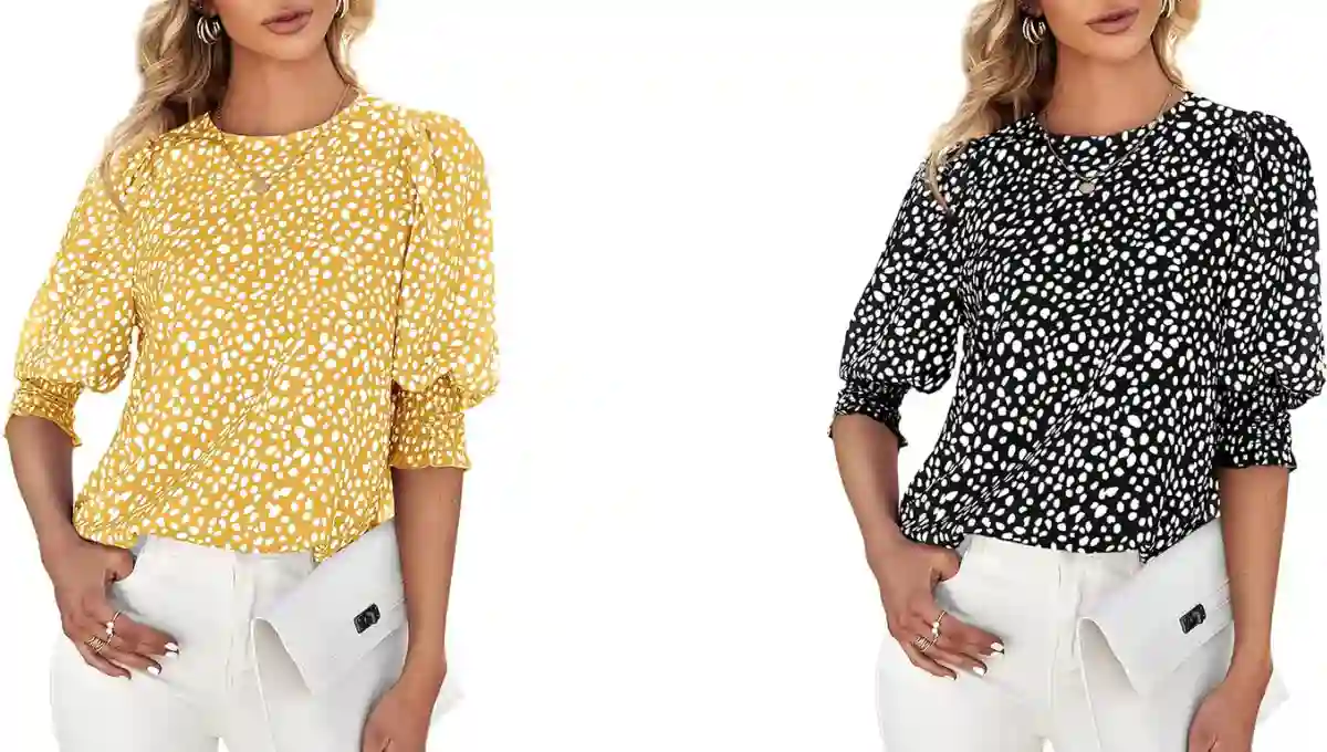 Teurkia Women's Polka Dot 3/4 Sleeve Blouse