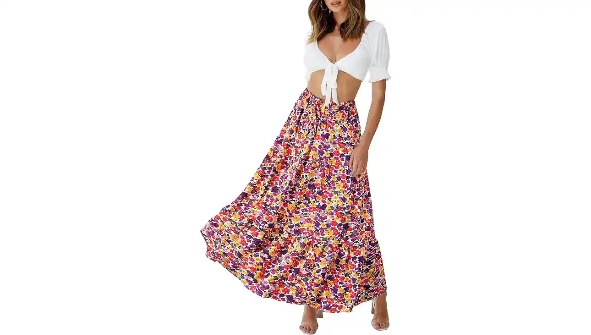 Floral Print Midi Skirt By MEROKEETY