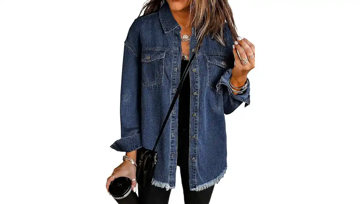 Vetinee Women's Oversized Denim Shacket
