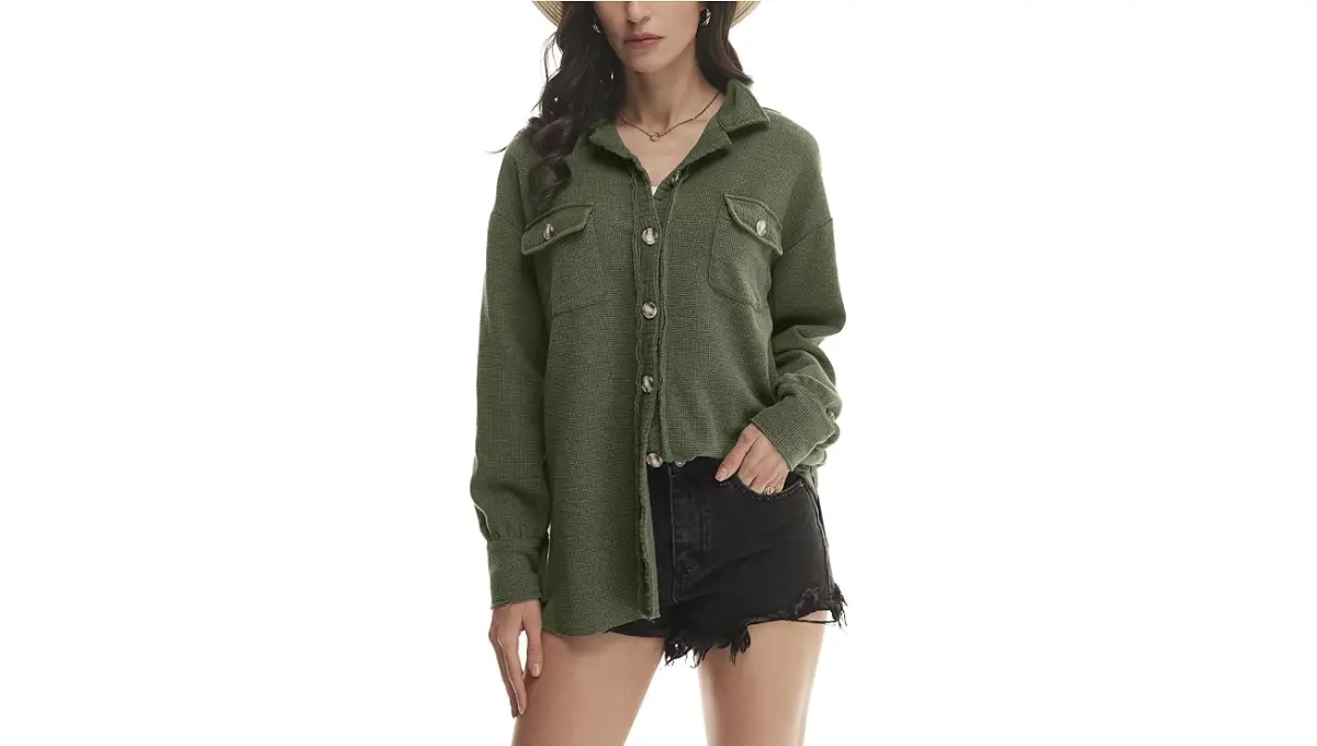 Yanekop Women's Waffle Knit Shacket