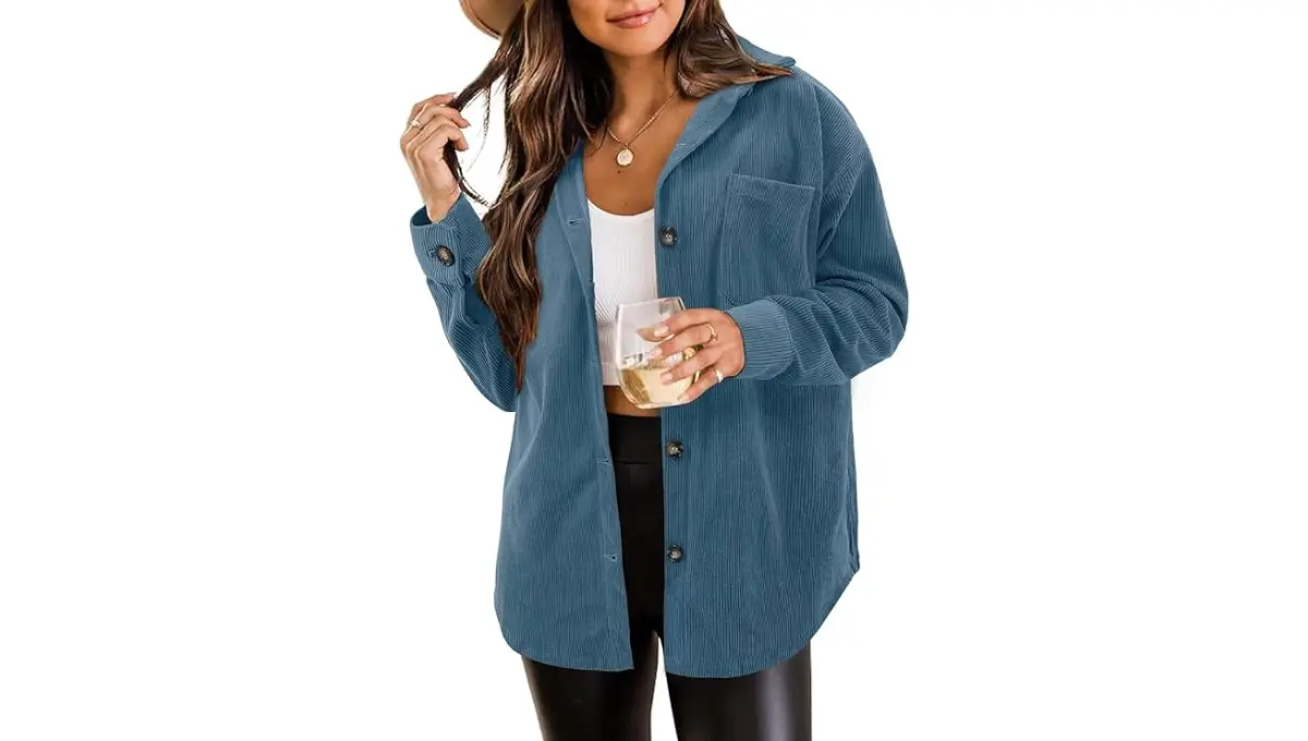 ZOLUCKY Women's Plus Size Casual Shacket