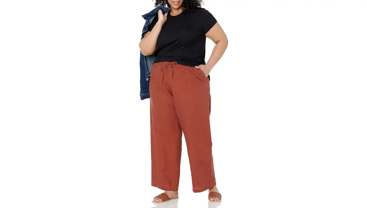 Amazon Essentials Women's Linen Blend Wide Leg Pant