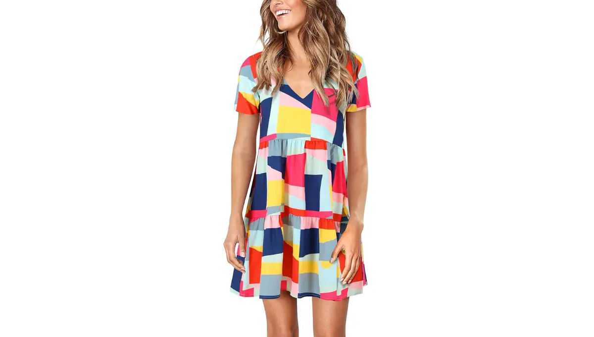 Amoretu Women's Summer Tunic V-Neck Dress
