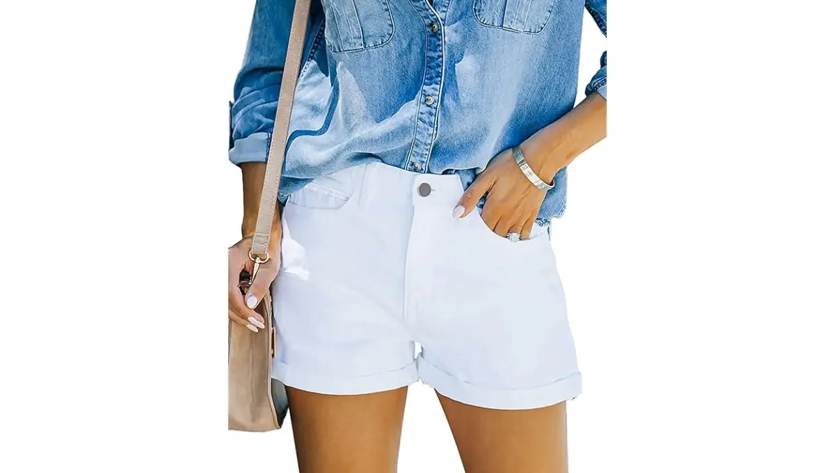Angerella Denim white Shorts for Women