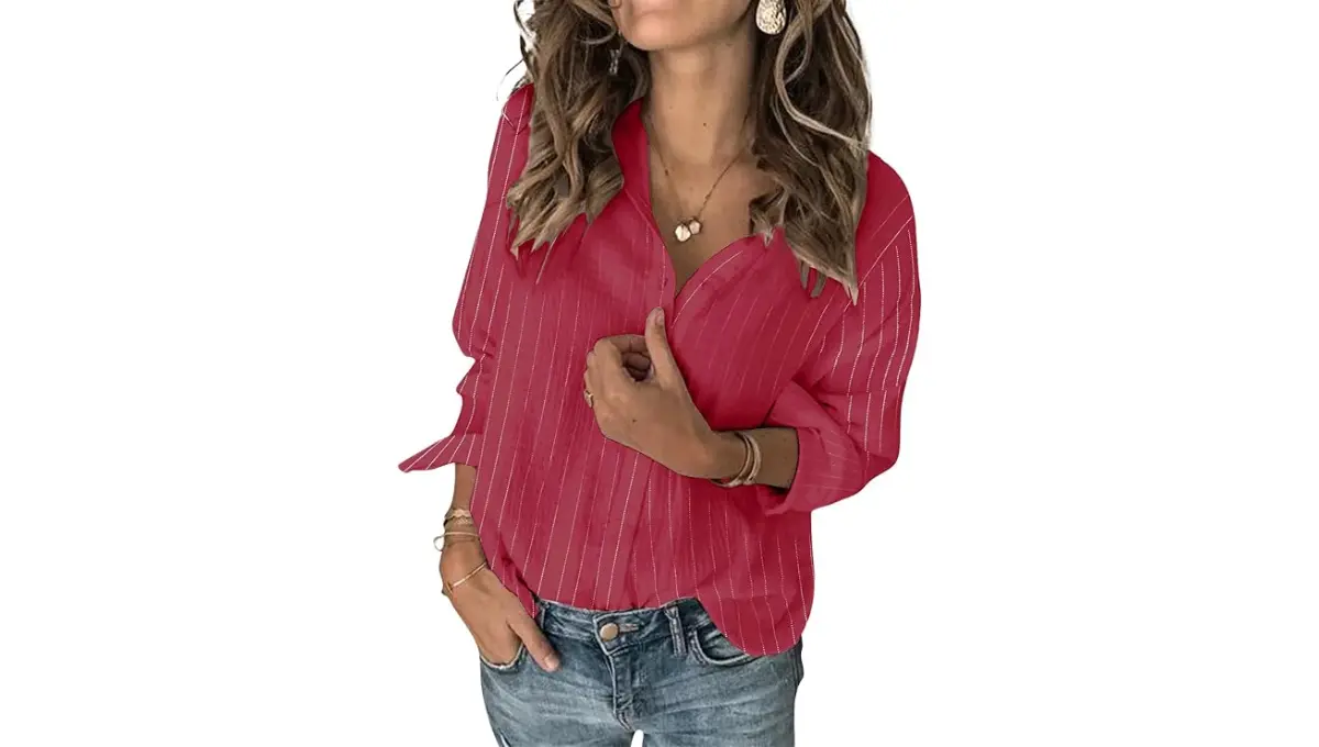 Karlywindow Women's Long Sleeve Cotton Linen Button-Down Shirt