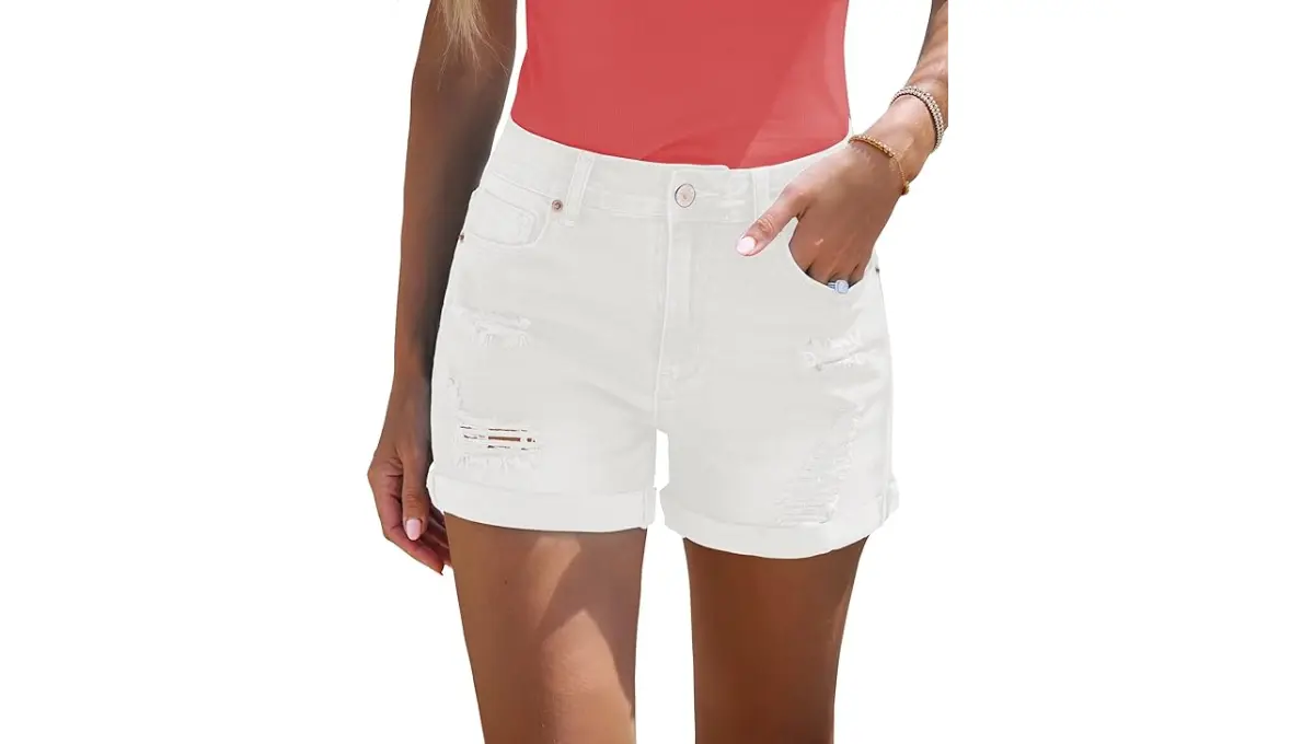 LookbookStore Women's High-Waisted Ripped Denim Shorts