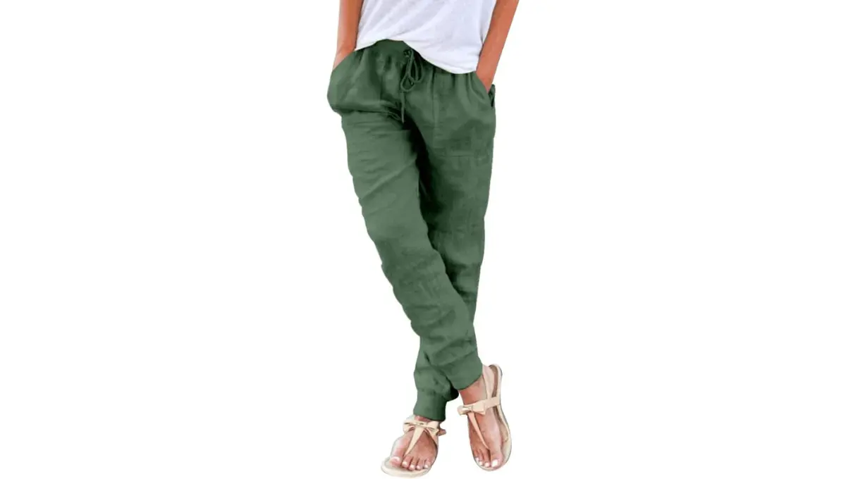 Puimentiua Women's Cotton Linen Tapered Pants