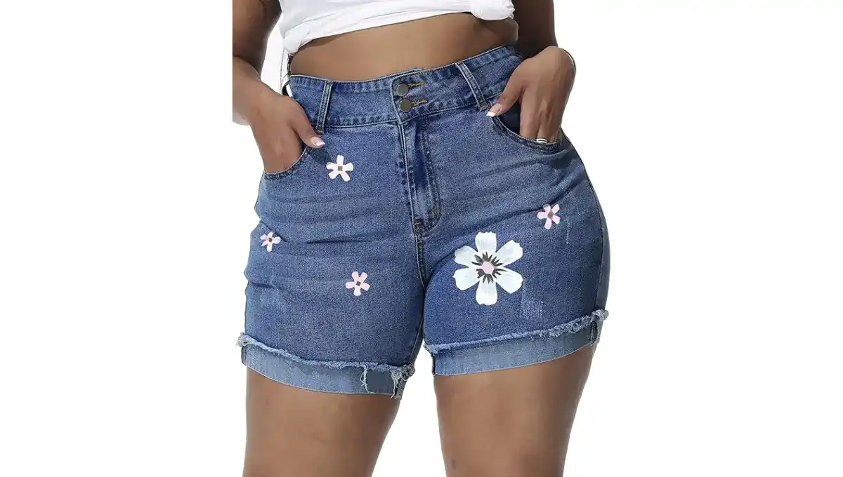 Rubugil Plus Size High Waisted Denim Shorts