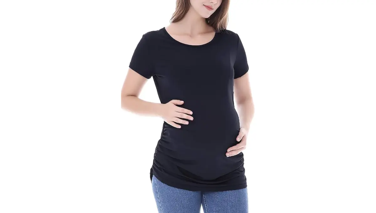 Smallshow Women's Maternity Tops Side Ruched Tunic T-Shirt