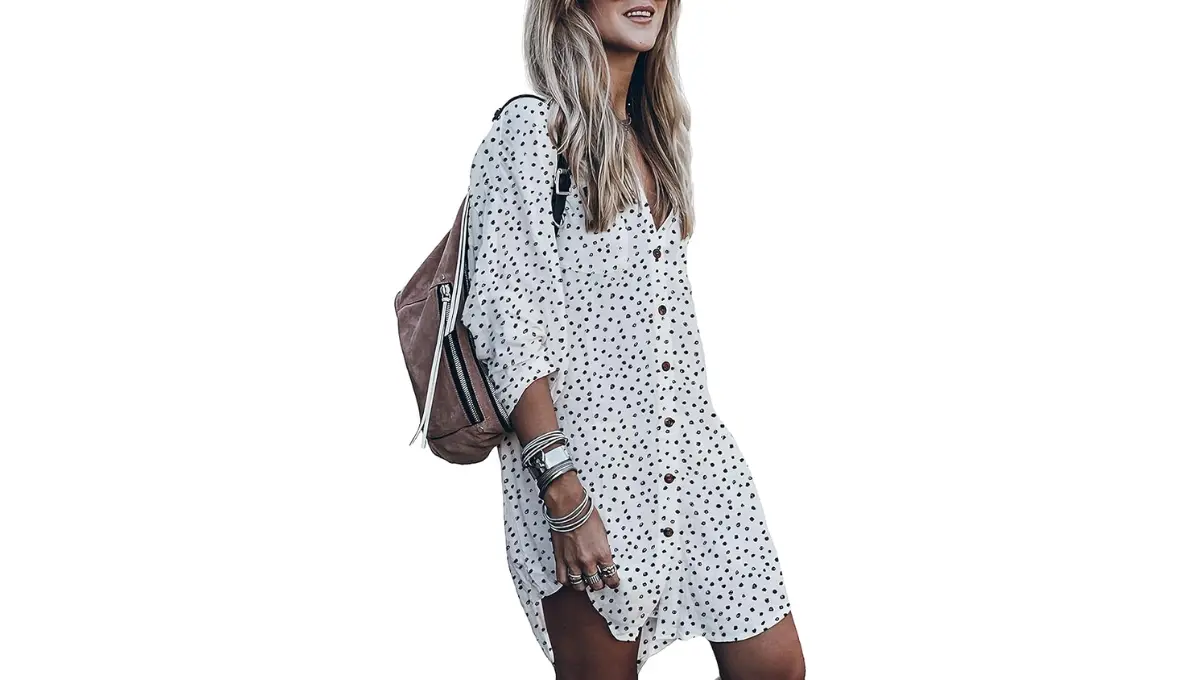 Women's Silky Button-Down Swimsuit Cover-Up Dress