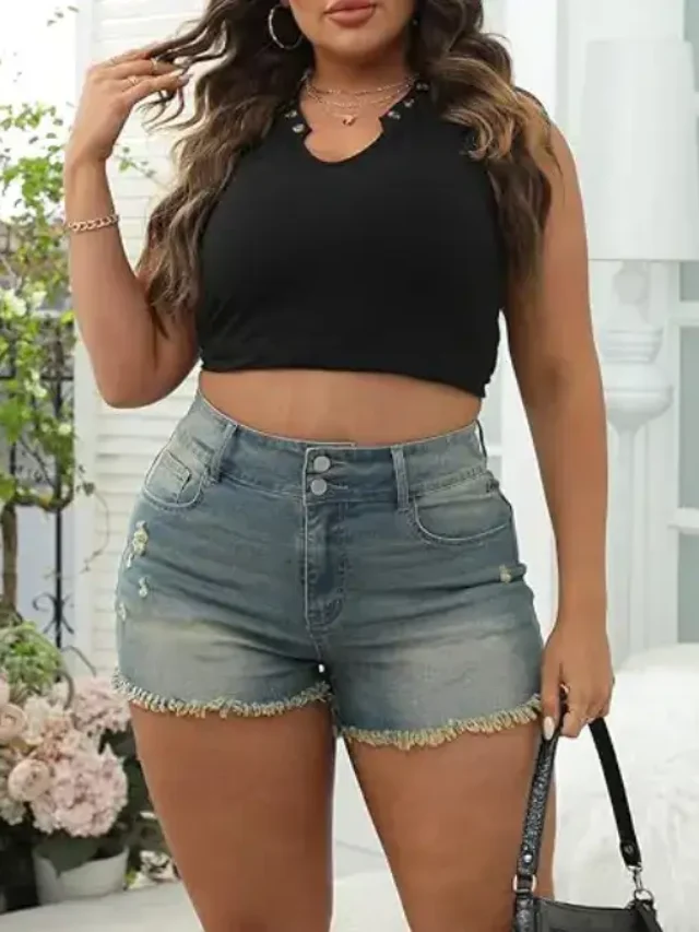 Plus-Size Denim Shorts For Women