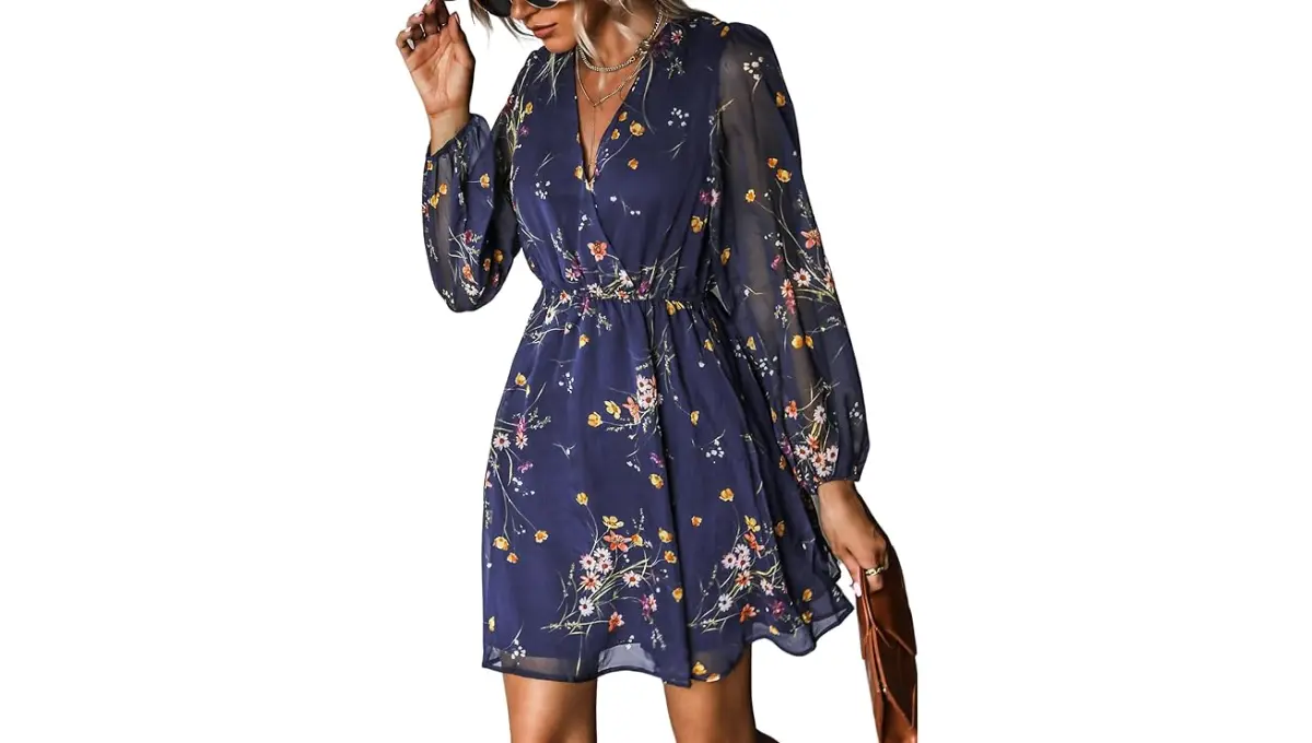 CUPSHE Women's Floral Print Chiffon A-Line Mini Dress