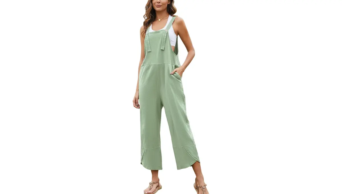 Flygo Women’s Casual Cotton Wide Leg Overalls