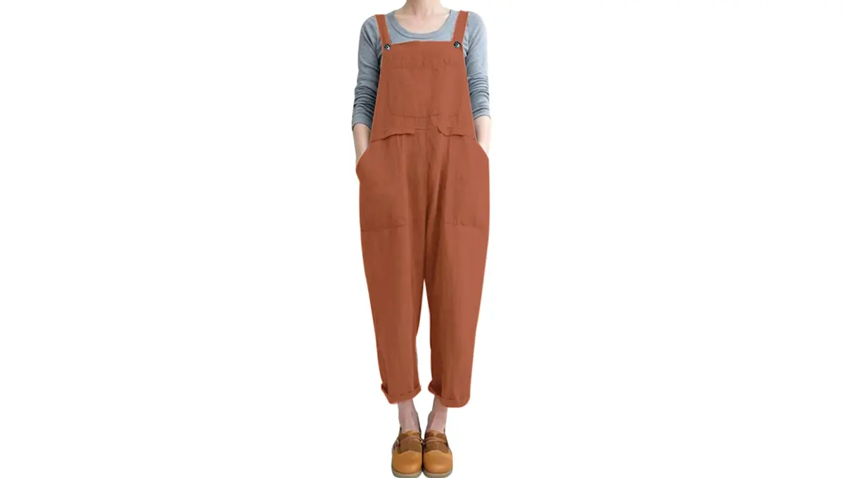 Gihuo Women’s Fashion Baggy Linen Overalls – Oversized Casual Jumpsuit
