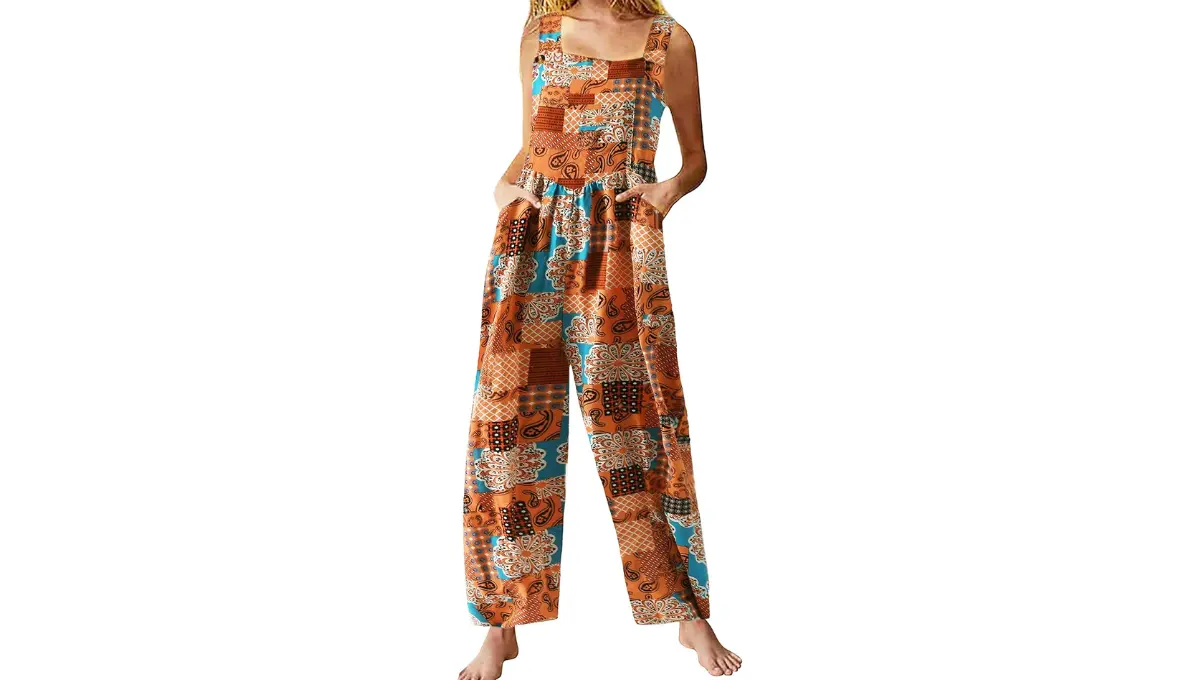 Himosyber Women’s Patchwork Floral Bohemian Bib Overall