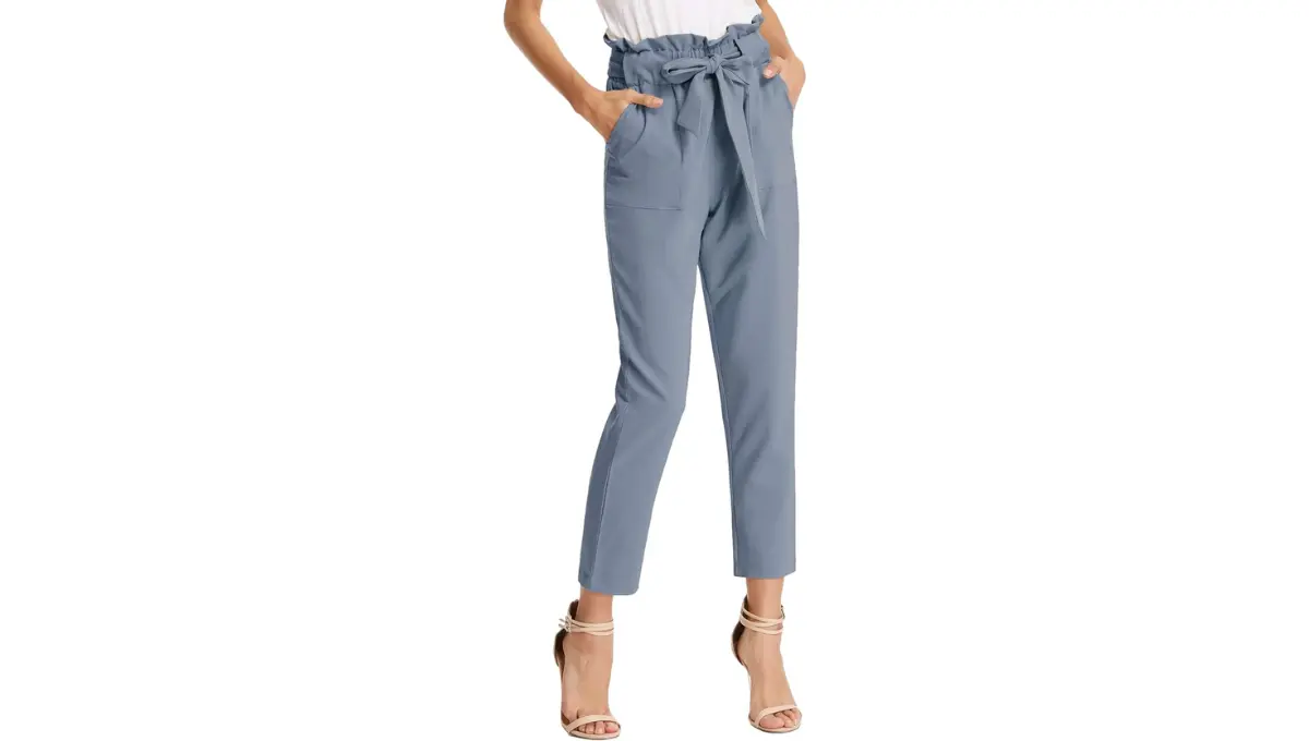 KANCY KOLE Women's Paper Bag High Waist Pants