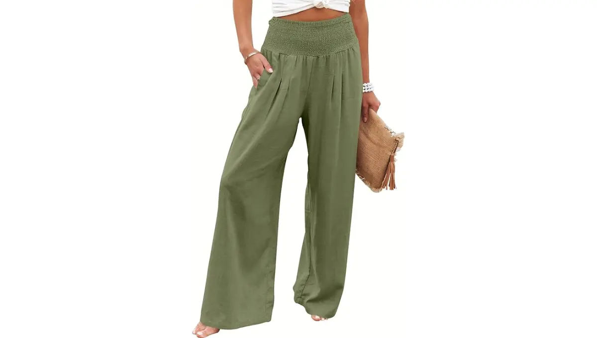 ANRABESS Women's Linen Palazzo Wide Leg High Pants