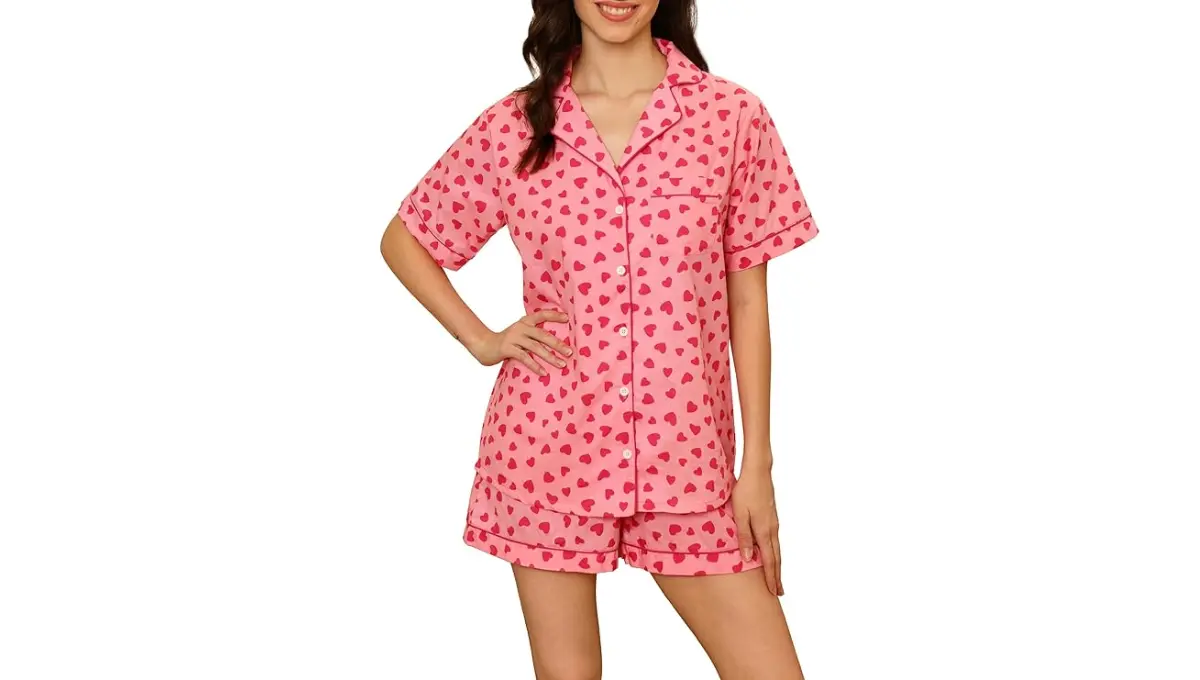 LUBOT 100% Cotton Women's Pajama shorts night suit Set