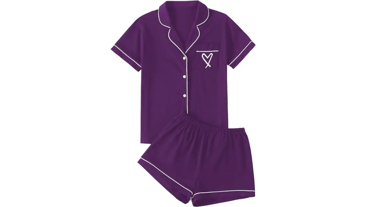 LYANER Women's Heart Print night suit Pajama Set